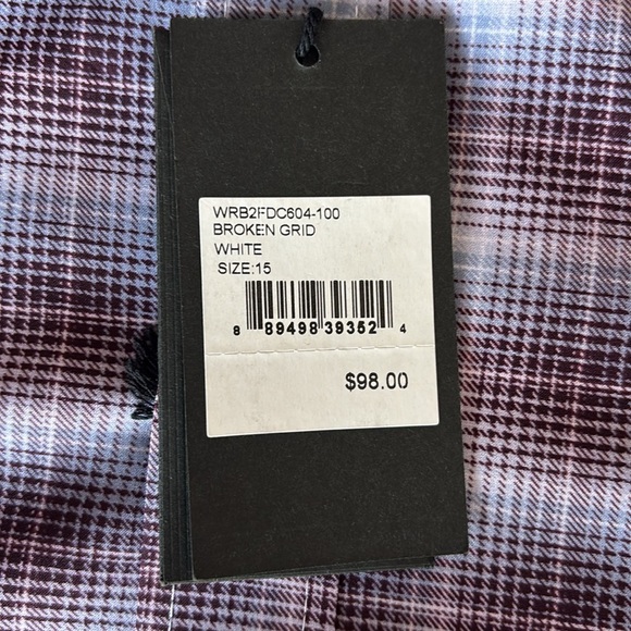 WRK Men's 4 Way Regular Fit Dress Shirt in Burgandy/Grey Plaid Size 15.5 NWT - Picture 6 of 9